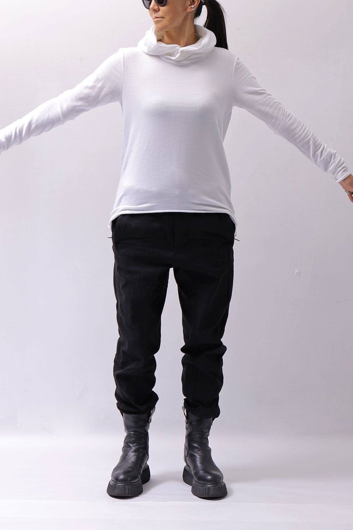 【bajra】 UNISEX SUPER STRETCH COTTON HOODIE TOP 150QK03_WHITE