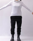 【bajra】 UNISEX SUPER STRETCH COTTON HOODIE TOP 150QK03_WHITE