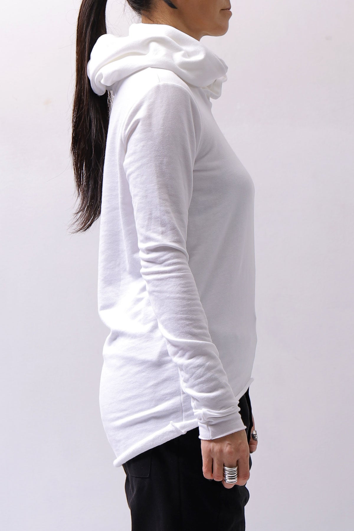 【bajra】 UNISEX SUPER STRETCH COTTON HOODIE TOP 150QK03_WHITE