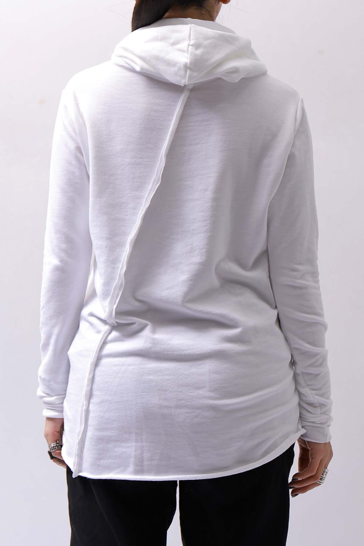 【bajra】 UNISEX SUPER STRETCH COTTON HOODIE TOP 150QK03_WHITE