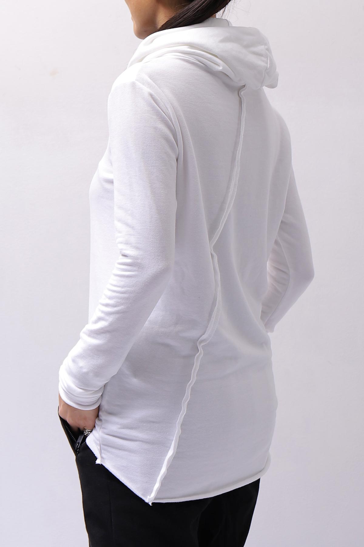 【bajra】 UNISEX SUPER STRETCH COTTON HOODIE TOP 150QK03_WHITE