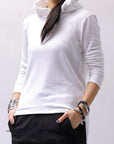 【bajra】 UNISEX SUPER STRETCH COTTON HOODIE TOP 150QK03_WHITE