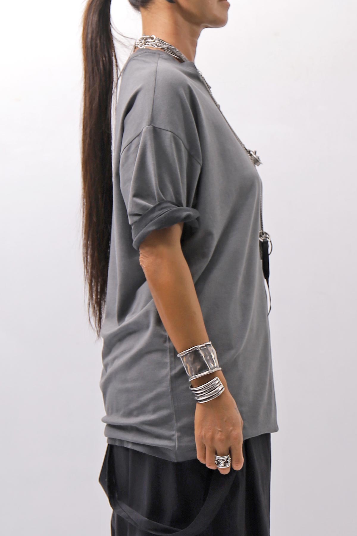 【thom/krom】 UNISEX COTTON MODAL RELAX FIT TEE MTS986_COLD DYE GREY