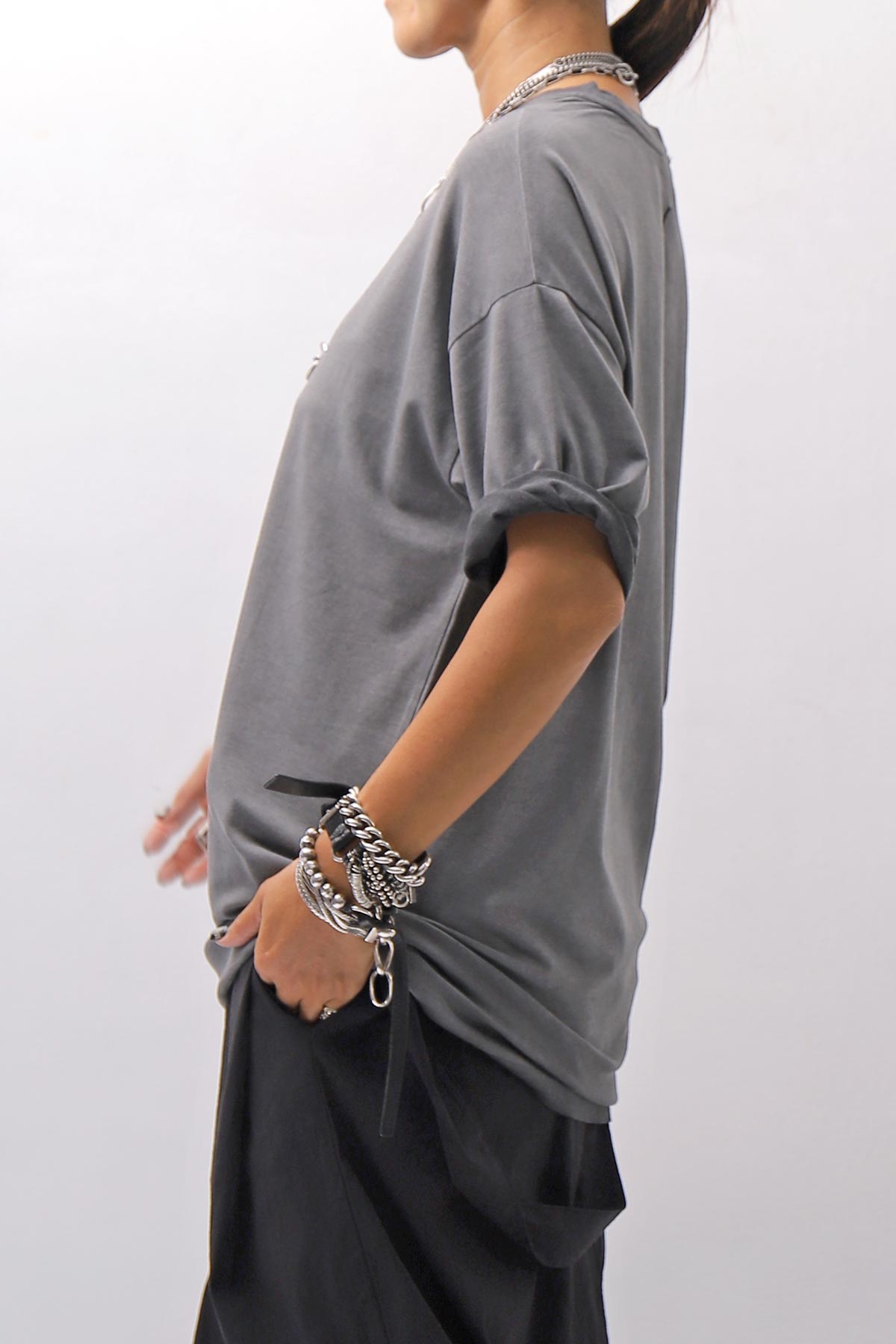 【thom/krom】 UNISEX COTTON MODAL RELAX FIT TEE MTS986_COLD DYE GREY