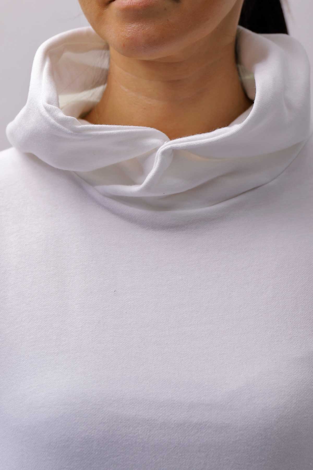 【bajra】 UNISEX SUPER STRETCH COTTON HOODIE TOP 150QK03_WHITE