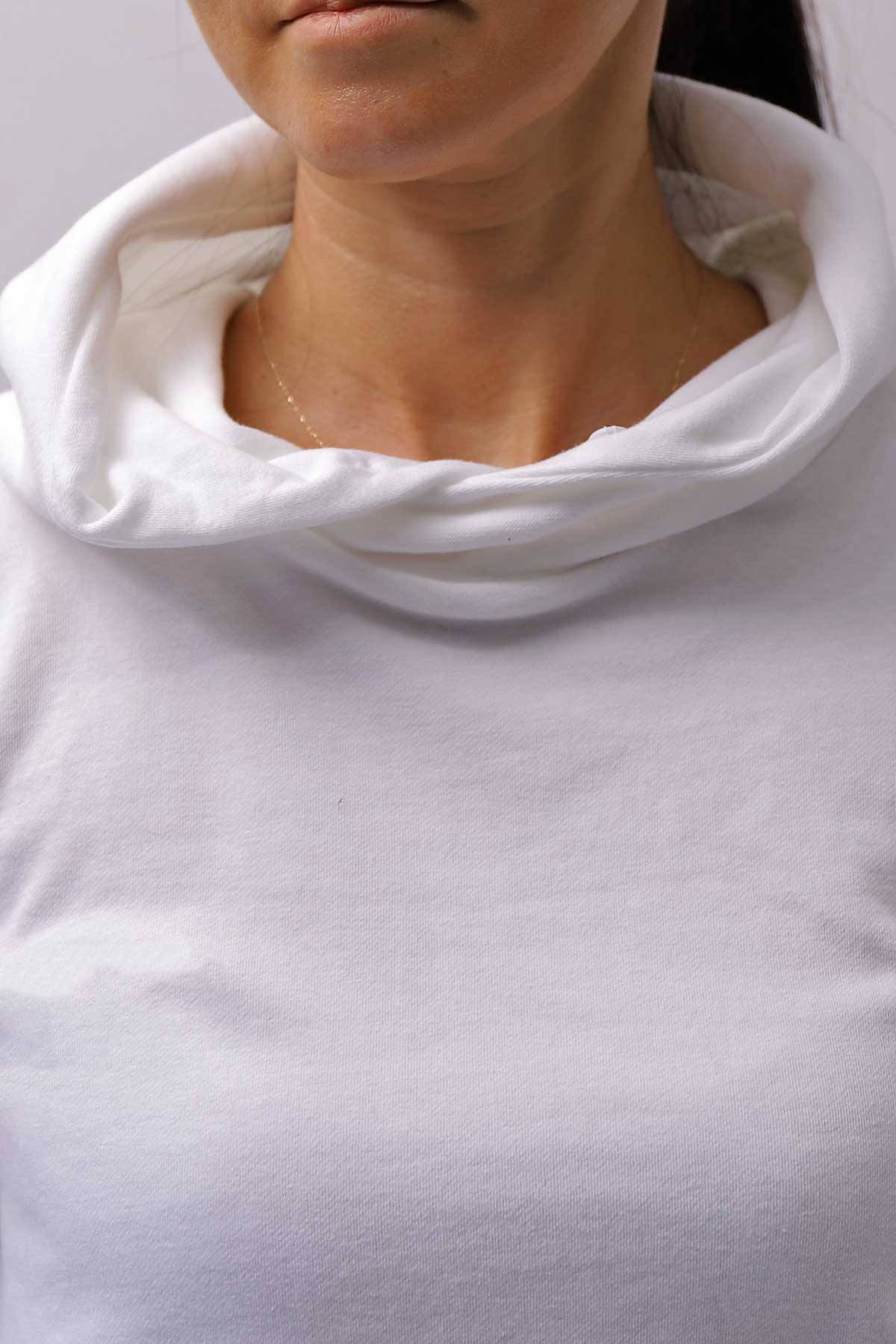 【bajra】 UNISEX SUPER STRETCH COTTON HOODIE TOP 150QK03_WHITE