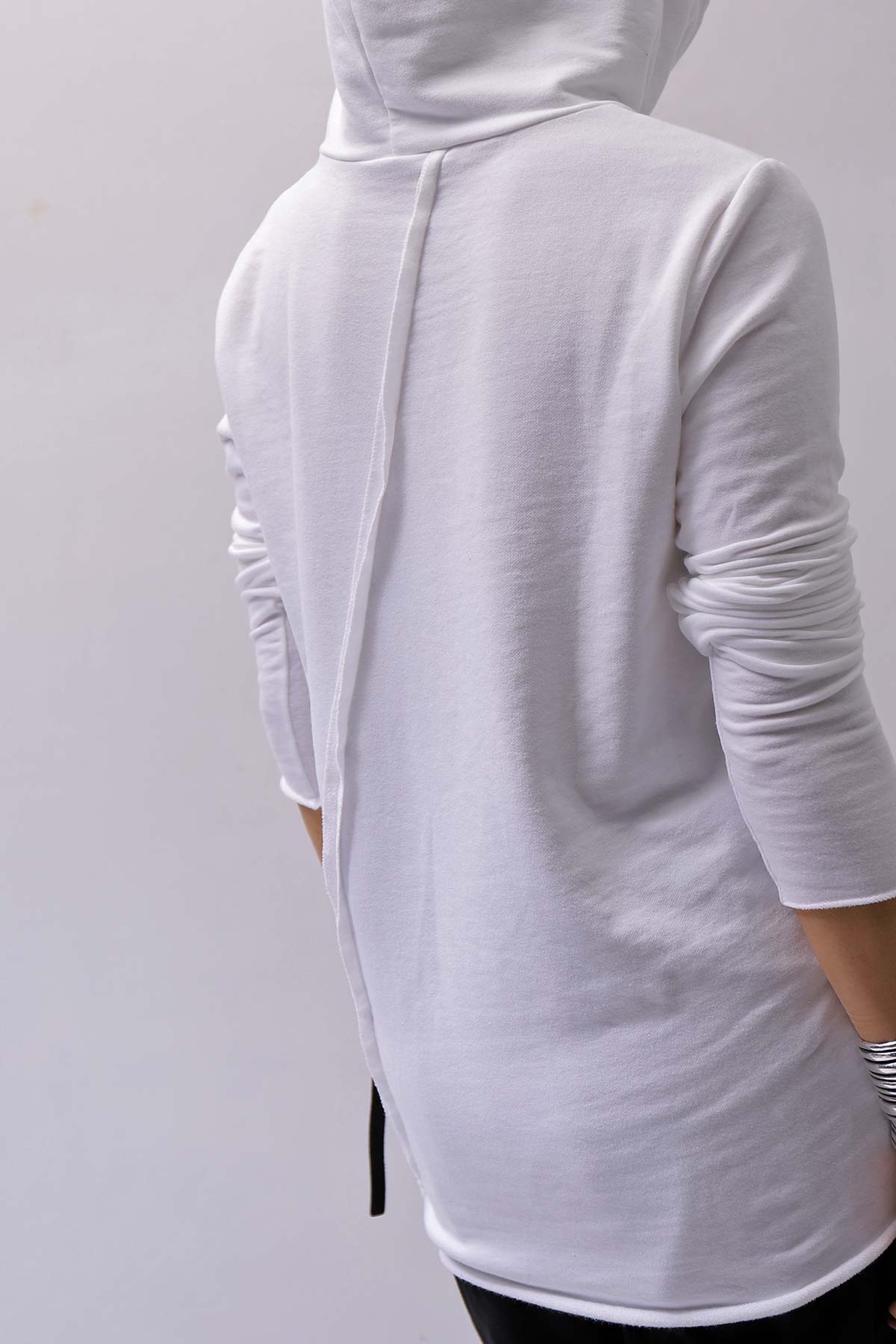 【bajra】 UNISEX SUPER STRETCH COTTON HOODIE TOP 150QK03_WHITE