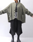 【bajra】 UNISEX LIGHT COTTON SHIRT BLOUSON SHORT 157QB01SH_MILITARY