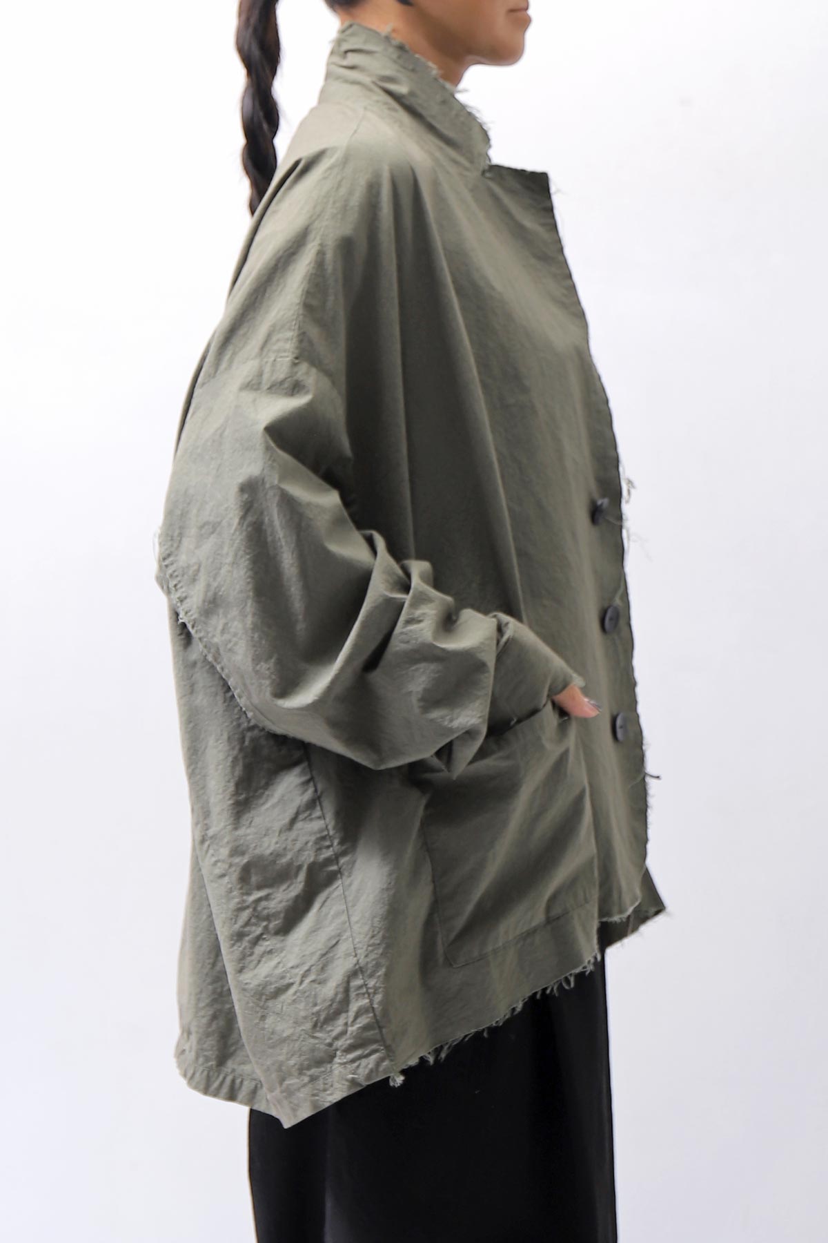【bajra】 UNISEX LIGHT COTTON SHIRT BLOUSON SHORT 157QB01SH_MILITARY