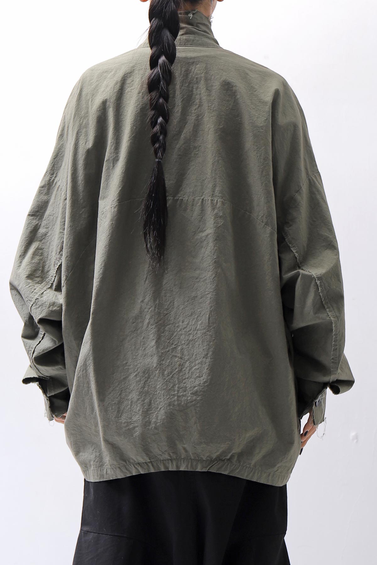 【bajra】 UNISEX LIGHT COTTON SHIRT BLOUSON SHORT 157QB01SH_MILITARY