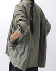 【bajra】 UNISEX LIGHT COTTON SHIRT BLOUSON SHORT 157QB01SH_MILITARY