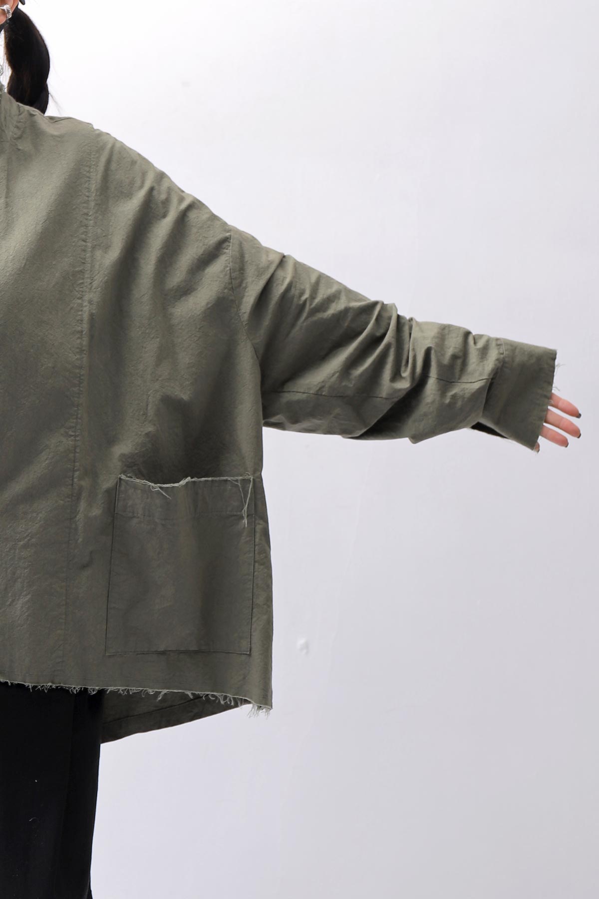 【bajra】 UNISEX LIGHT COTTON SHIRT BLOUSON SHORT 157QB01SH_MILITARY