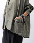 【bajra】 UNISEX LIGHT COTTON SHIRT BLOUSON SHORT 157QB01SH_MILITARY
