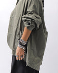 【bajra】 UNISEX LIGHT COTTON SHIRT BLOUSON SHORT 157QB01SH_MILITARY