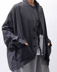 【bajra】 UNISEX LIGHT COTTON SHIRT BLOUSON SHORT 157QB01SH_BLACK