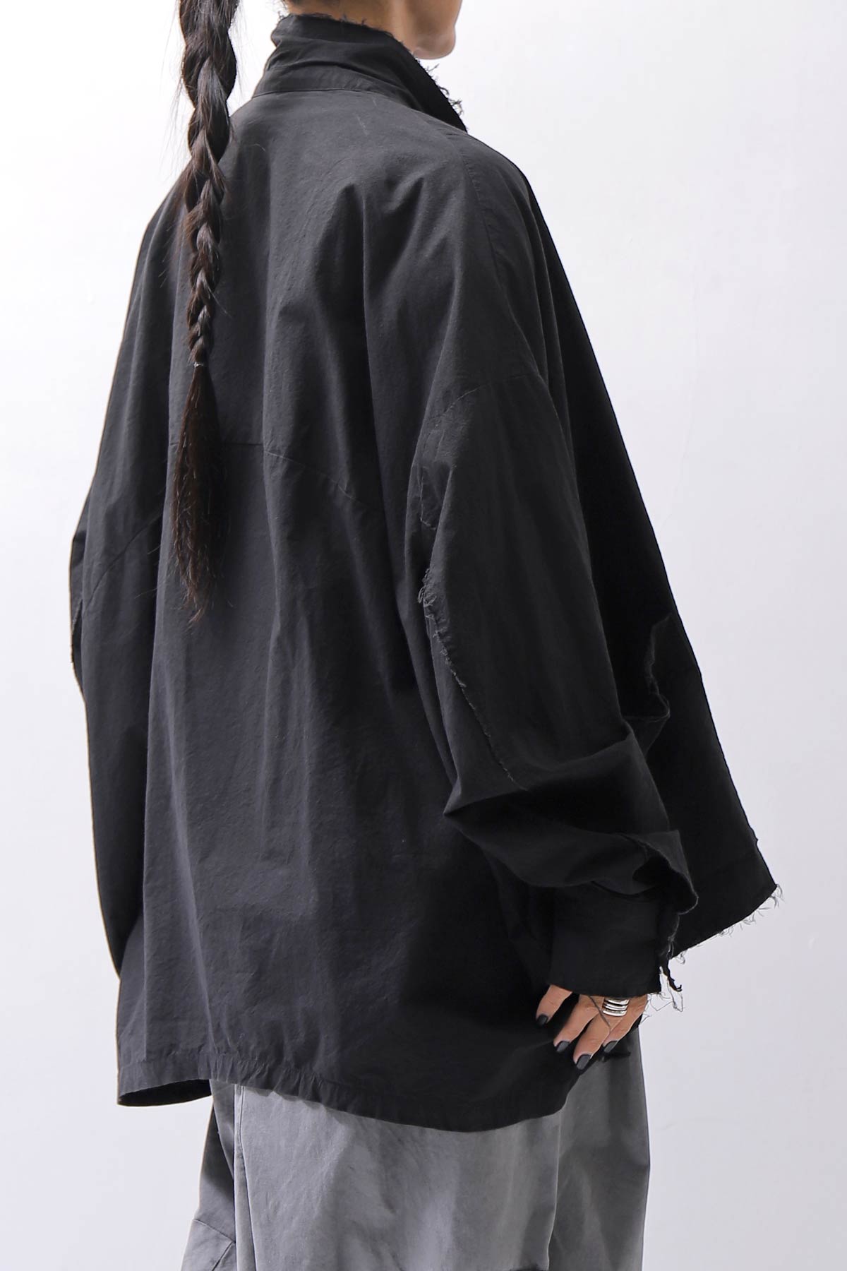 【bajra】 UNISEX LIGHT COTTON SHIRT BLOUSON SHORT 157QB01SH_BLACK