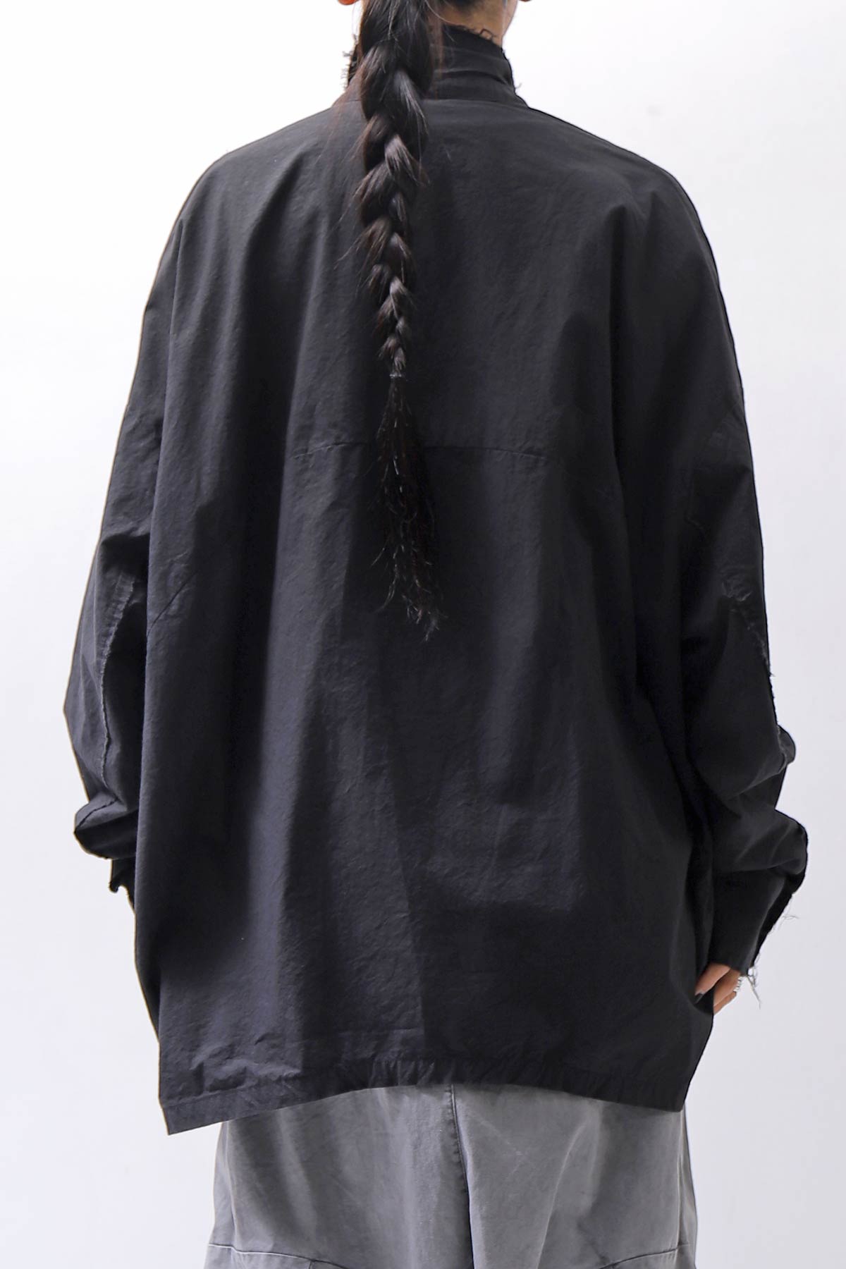 【bajra】 UNISEX LIGHT COTTON SHIRT BLOUSON SHORT 157QB01SH_BLACK
