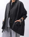 【bajra】 UNISEX LIGHT COTTON SHIRT BLOUSON SHORT 157QB01SH_BLACK