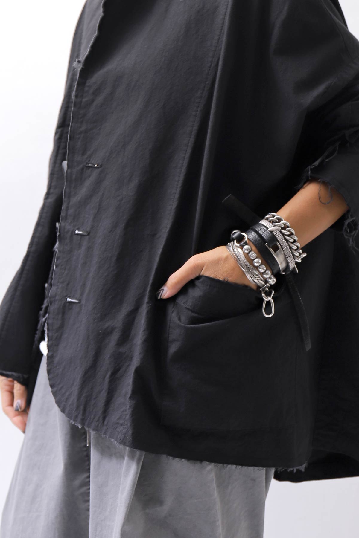 【bajra】 UNISEX LIGHT COTTON SHIRT BLOUSON SHORT 157QB01SH_BLACK