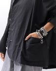 【bajra】 UNISEX LIGHT COTTON SHIRT BLOUSON SHORT 157QB01SH_BLACK