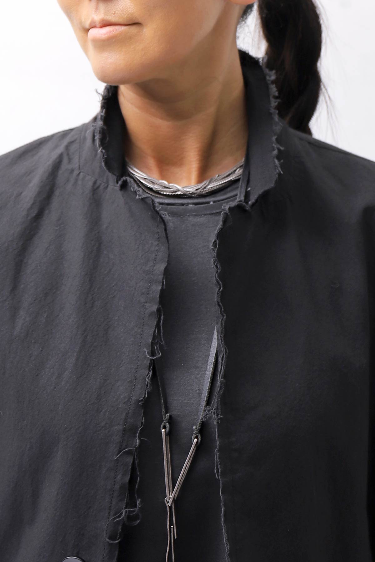 【bajra】 UNISEX LIGHT COTTON SHIRT BLOUSON SHORT 157QB01SH_BLACK