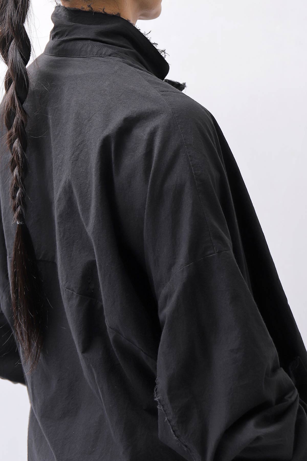 【bajra】 UNISEX LIGHT COTTON SHIRT BLOUSON SHORT 157QB01SH_BLACK