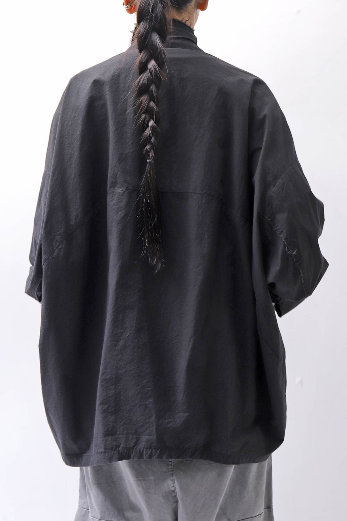 【bajra】 UNISEX LIGHT COTTON SHIRT BLOUSON SHORT 157QB01SH_BLACK