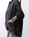 【bajra】 UNISEX LIGHT COTTON SHIRT BLOUSON SHORT 157QB01SH_BLACK