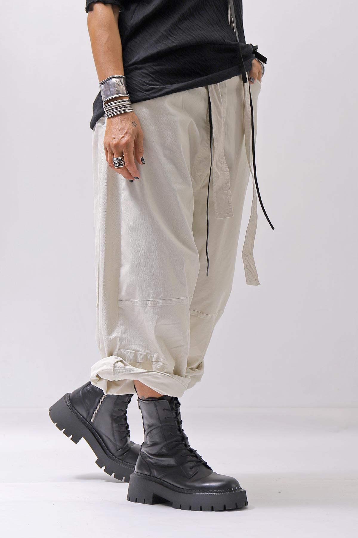 【RUNDHOLZ】 UNISEX WIDE SARROUEL ICONIC COTTON PANTS_IVORY