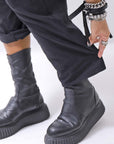 【bajra】 UNISEX SARRUEL SUPER STRETCH EASY PANTS 157qp01_BLACK