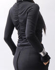 【thom/krom】COTTON MODAL GATHER SHORT TOP WTS601_BLACK