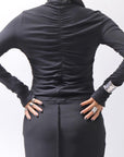 【thom/krom】COTTON MODAL GATHER SHORT TOP WTS601_BLACK