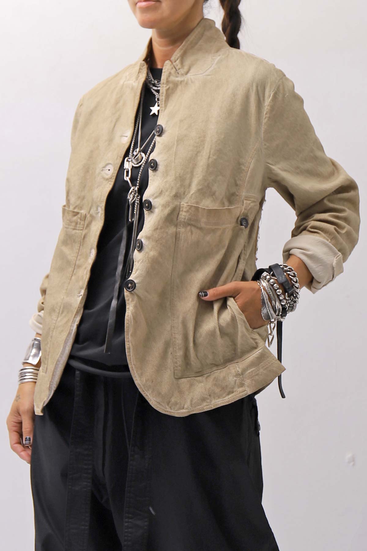 【RUNDHOLZ】 UNISEX STRETCH COTTON SHORT JACKET_CLAY CLOUD