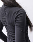 【thom/krom】COTTON MODAL GATHER SHORT TOP WTS601_BLACK