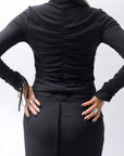 【thom/krom】COTTON MODAL GATHER SHORT TOP WTS601_BLACK