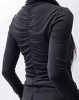 【thom/krom】COTTON MODAL GATHER SHORT TOP WTS601_BLACK