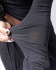 【thom/krom】COTTON MODAL GATHER SHORT TOP WTS601_BLACK