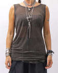 【RUNDHOLZ】 SILK & LYOCELL STRIPES SKIN TANK TOP_UMBRA CLOUD STRIPE