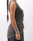 【RUNDHOLZ】 SILK & LYOCELL STRIPES SKIN TANK TOP_UMBRA CLOUD STRIPE