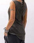 【RUNDHOLZ】 SILK & LYOCELL STRIPES SKIN TANK TOP_UMBRA CLOUD STRIPE