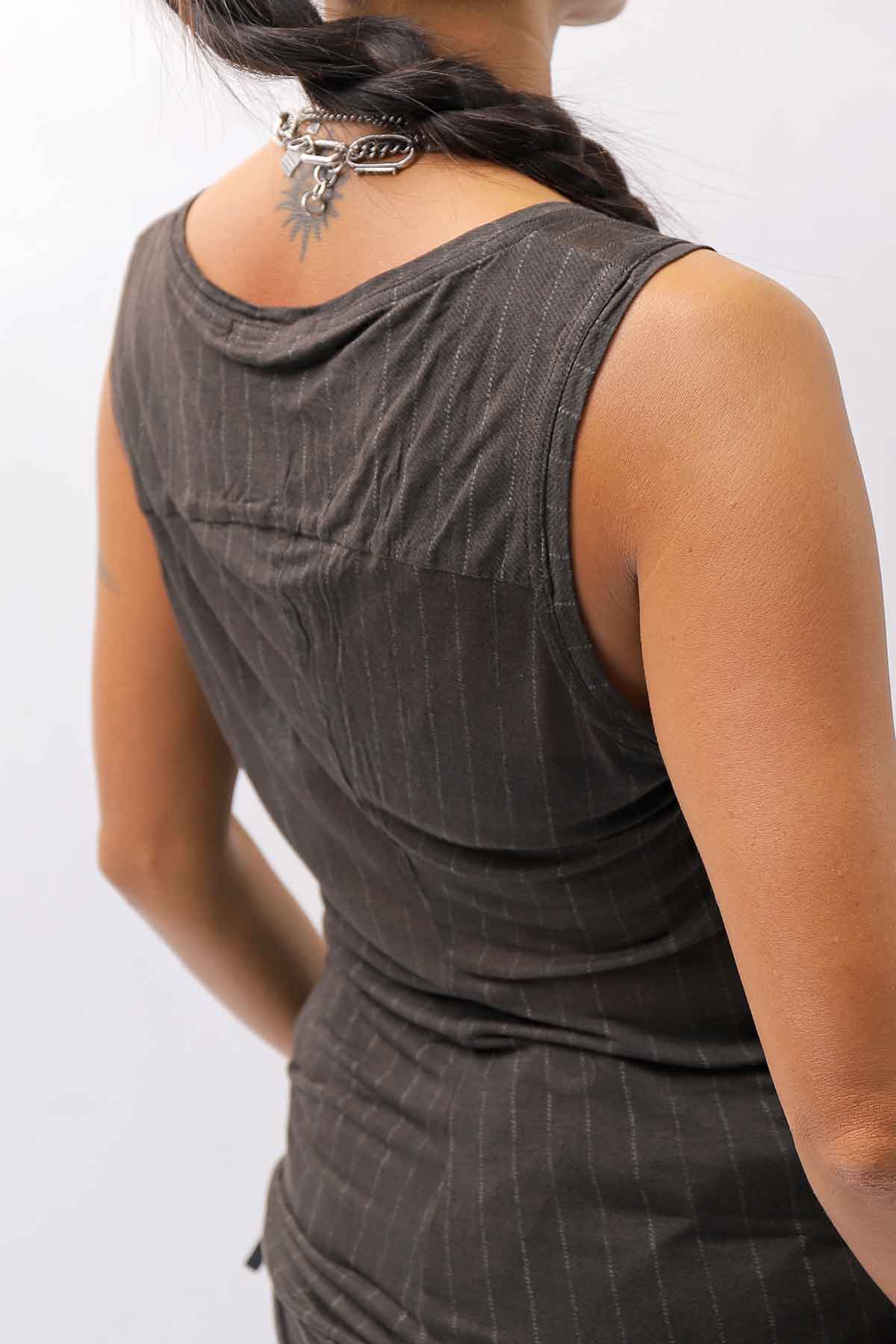 【RUNDHOLZ】 SILK &amp; LYOCELL STRIPES SKIN TANK TOP_UMBRA CLOUD STRIPE