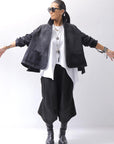 【PLÜ】 SUPER STRETCH COTTON DENIM WIDE SHORT JACKET PL17J_BLACK WASH