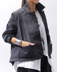 【PLÜ】 SUPER STRETCH COTTON DENIM WIDE SHORT JACKET PL17J_BLACK WASH