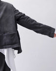 【PLÜ】 SUPER STRETCH COTTON DENIM WIDE SHORT JACKET PL17J_BLACK WASH