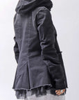 【PLÜ】 SUPER STRETCH COTTON DENIM HOODIE TULLE JACKET PL19_BLACK WASH