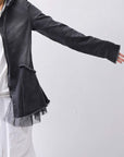 【PLÜ】 SUPER STRETCH COTTON DENIM HOODIE TULLE JACKET PL19_BLACK WASH