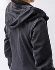 【PLÜ】 SUPER STRETCH COTTON DENIM HOODIE TULLE JACKET PL19_BLACK WASH