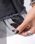 【PLÜ】 SUPER STRETCH COTTON DENIM HOODIE TULLE JACKET PL19_BLACK WASH
