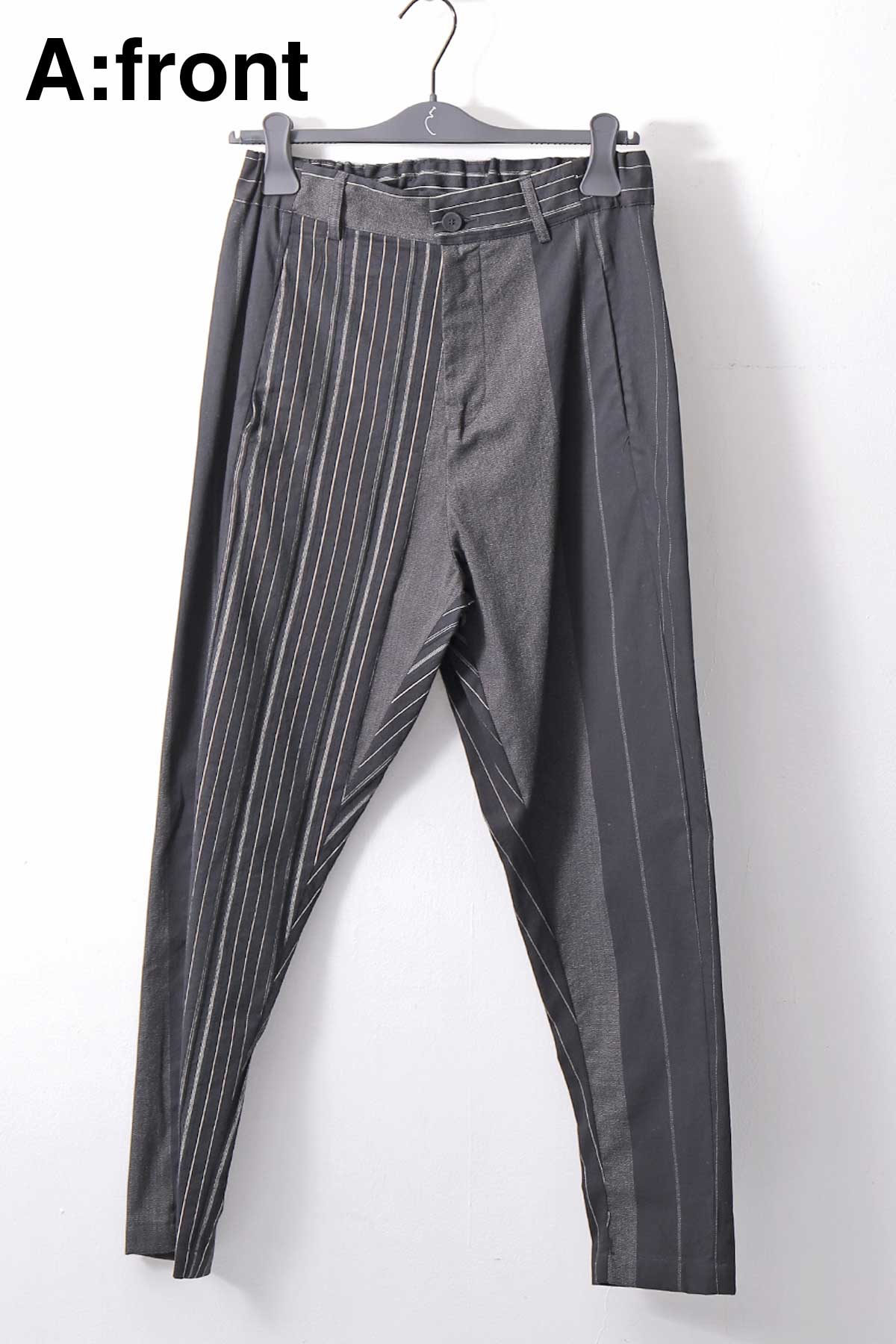 【NOSTRASANTISSIMA】UNISEX MIXED STRIPES PANTS P17_BLACK