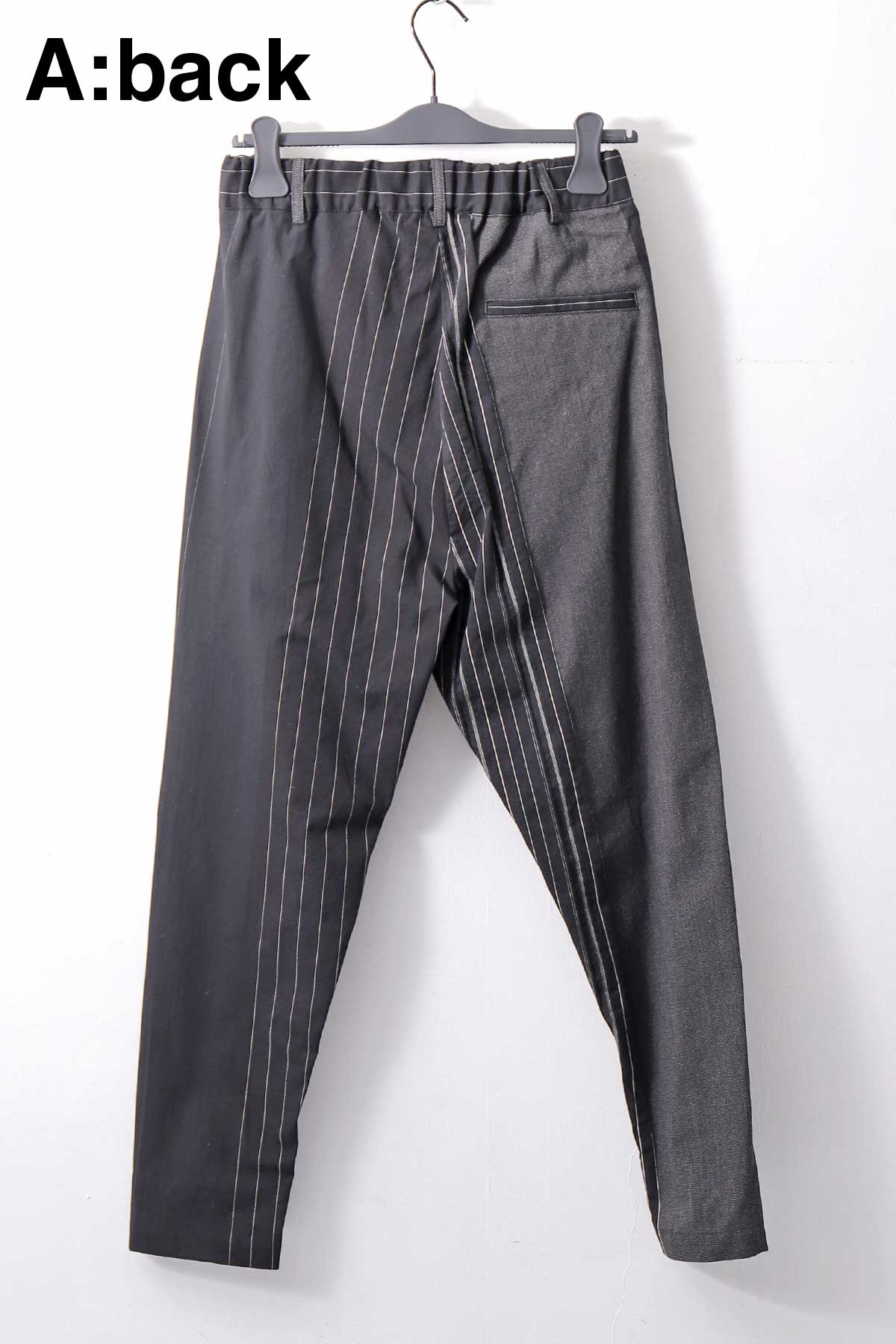 【NOSTRASANTISSIMA】UNISEX MIXED STRIPES PANTS P17_BLACK